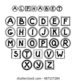 Latin vector alphabet. Abstract grunge letters