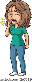Latin woman coughing vector illustration
