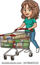 Latin woman shopping cart vector illustration