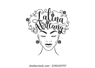 Latina africana woman, Print for T-shirt, graphic tee, idea for visit cards