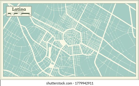 Latina Italy City Map in Retro Style. Outline Map. Vector Illustration.