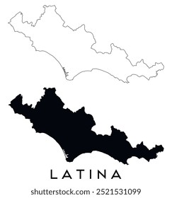 Latina map outline and black silhouette vector