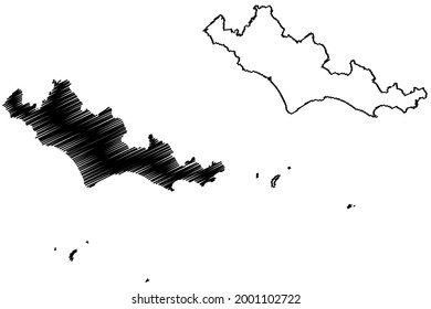 Latina province (Italy, Italian Republic, Lazio region) map vector illustration, scribble sketch Province of Latina map