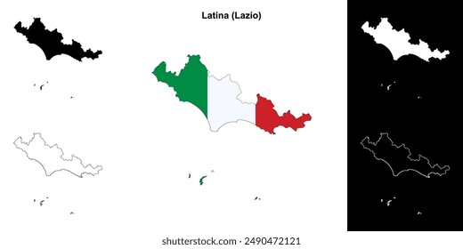 Latina province outline map set