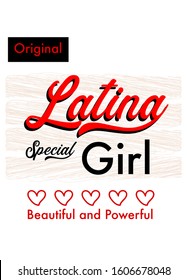 latina special girl,t-shirt design fashion vector for girls