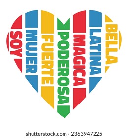 Latina woman heart design for celebration Hispanic Heritage month