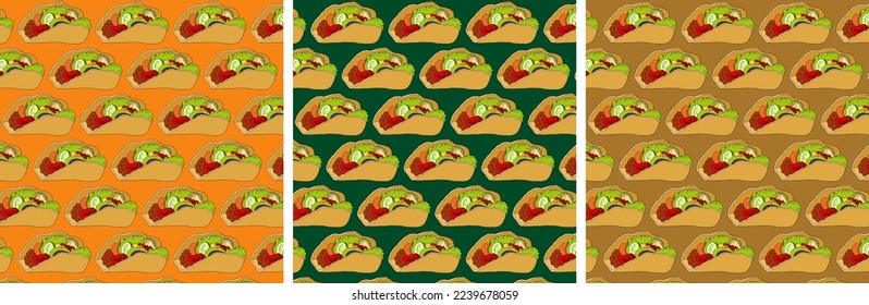 Latinamerican food 3 hand drawn vector seamless pattern