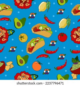 Latinamerican food hand drawn vector seamless pattern

