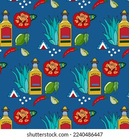 Latinamerican food hand drawn vector seamless pattern