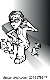 Lating young cholo gang member illustration vector 