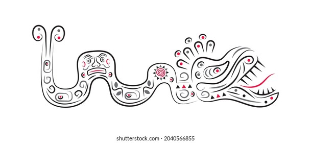 Latino American poncho ornament vector for greeting card. Dragon, snake is shown. National Hispanic Heritage Month concept.