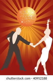 Latino couple dancing in the disco lights, vector illustration