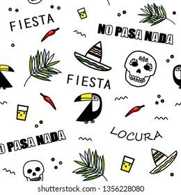 Latino inspired pop up art seamless pattern