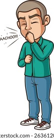 Latino man sneezing vector illustration