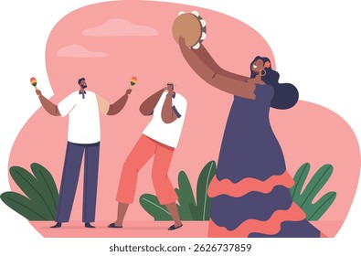 Latino musical band playing music