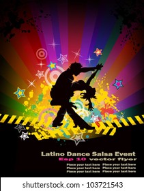 Latino Salsa, Bachata, Merenghe Dance Flyer For Night Party Or Salsa Exhibitions.