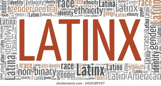 Latinx word cloud conceptual design isolated on white background.