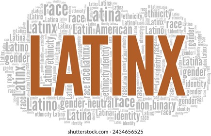 Latinx word cloud conceptual design isolated on white background.