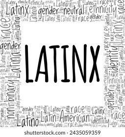 Latinx word cloud conceptual design isolated on white background.