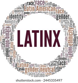 Latinx word cloud conceptual design isolated on white background.