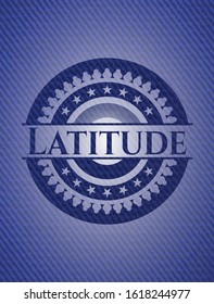 Latitude badge with jean texture. Vector Illustration. Detailed.