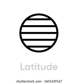 Latitude From East To West Parallels Icon. Editable Stroke