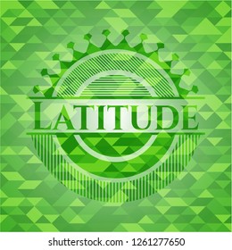 Latitude green emblem with mosaic ecological style background