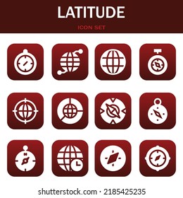 Latitude Icon Set. Vector  Illustrations Related With Compass, Earth Grid And Earth Grid