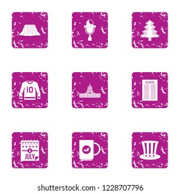 Latitude icons set. Grunge set of 9 latitude vector icons for web isolated on white background