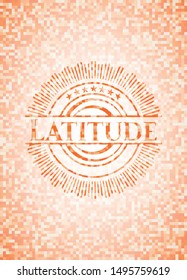 Latitude orange mosaic emblem. Vector Illustration. Detailed.