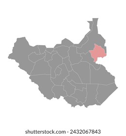 Latjoor State Map, administrative Division des Südsudan. Vektorgrafik.