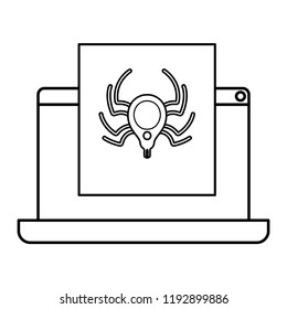 latop screen with window and spider isolated icons