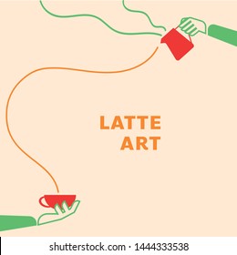 Latte Art Background Design With Hand Pour Milk And Hold Eight Ounce Cup