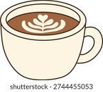 Latte Art Coffee Cup Flat Illustration