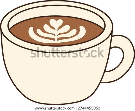 Latte Art Coffee Cup Flat Illustration
