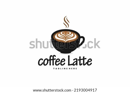 latte art coffee cup vector logo icon