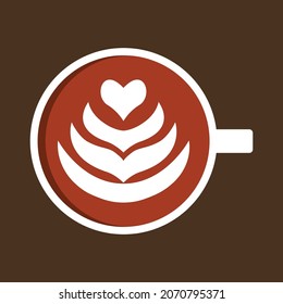 Latte art coffee art vector illustration simple color art coffee in a glass 
