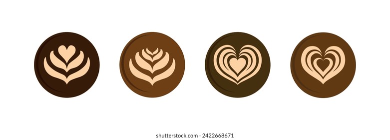 Latte Art Heart Shape Coffee, Design for Logo Symbol Icon