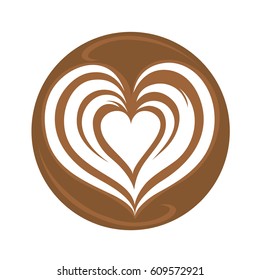 Latte Art Heart Shape Coffee, Design for Logo Symbol Icon