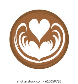 Latte Art Heart Shape Coffee, Design for Logo Symbol Icon