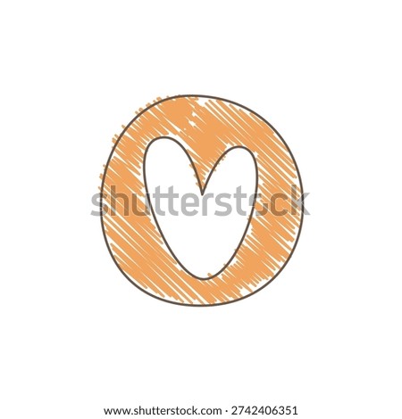 A latte art heart shape without milk froth featuring a loose outline and textured shading in warm brown tones simple minimalist sketch with artistic spontaneous style Line art vector illustration