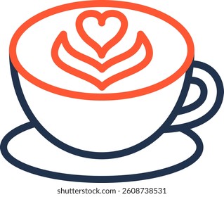 Latte Art Icon Color Line Vector Illustration