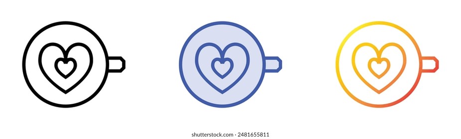 latte art icon. Linear, Blue Fill and Gradient Style Design Isolated On White Background