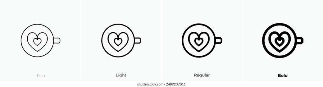 latte art icon. Thin, Light Regular And Bold style design isolated on white background