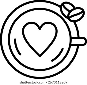 Latte art Line Vector Icon Design