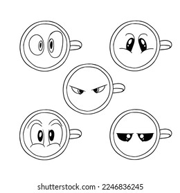 latte art, pattern in a cup of coffee (set, collection)