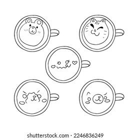 Latte Art, Muster in einer Tasse Kaffee (Set, Sammlung)