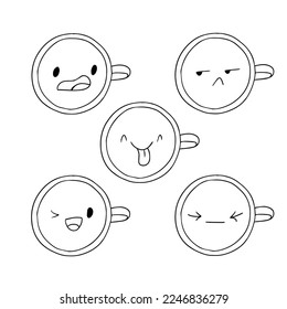 latte art, pattern in a cup of coffee (set, collection)