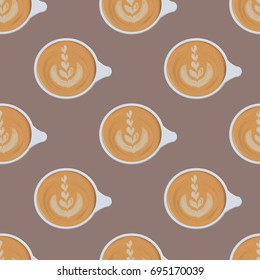  Latte Art. Seamless vector pattern
