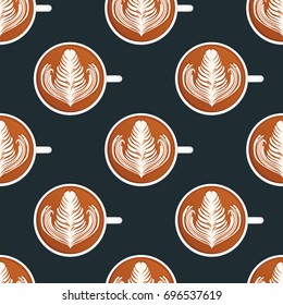  Latte Art. Seamless vector pattern